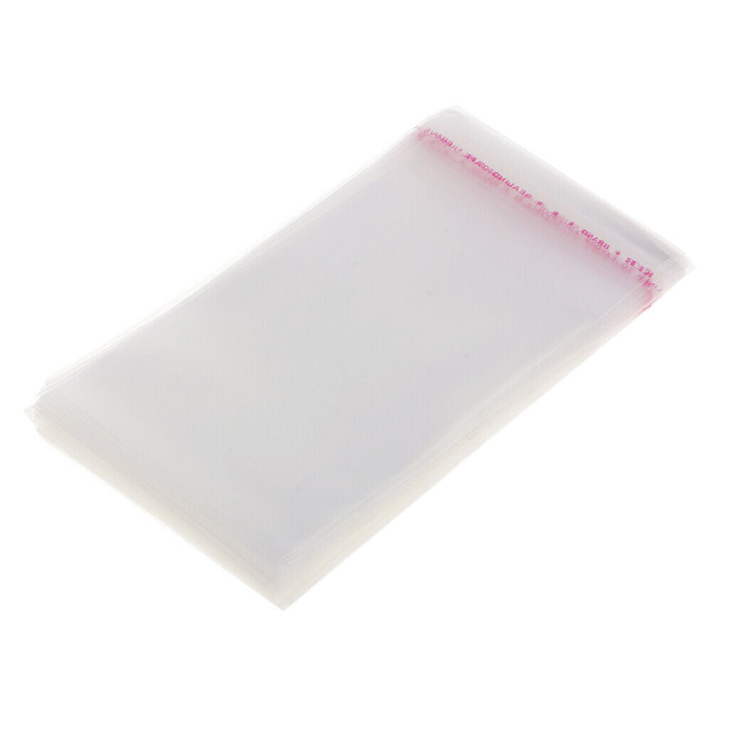 100pcs Clear Plastic Cellophane Bag Flat Bag with Adhesive
