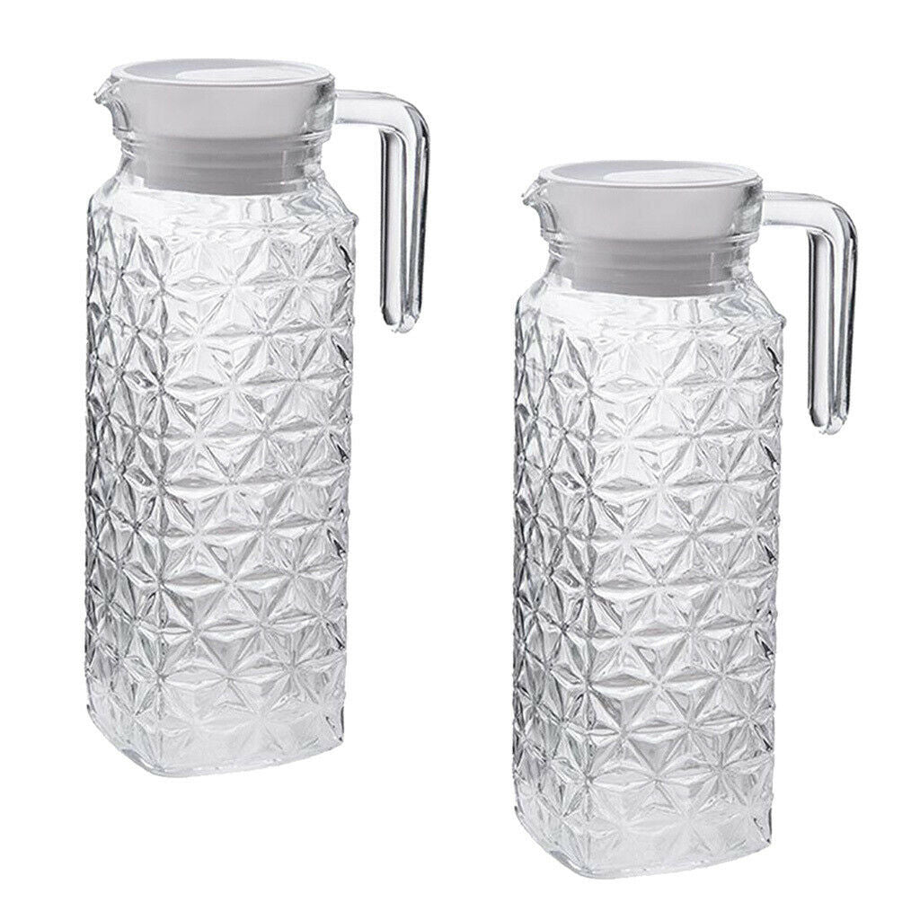 2 Pcs Clear Water Pitcher 1.1Litre Juice Beverage Serving Jar Jugs for Bar