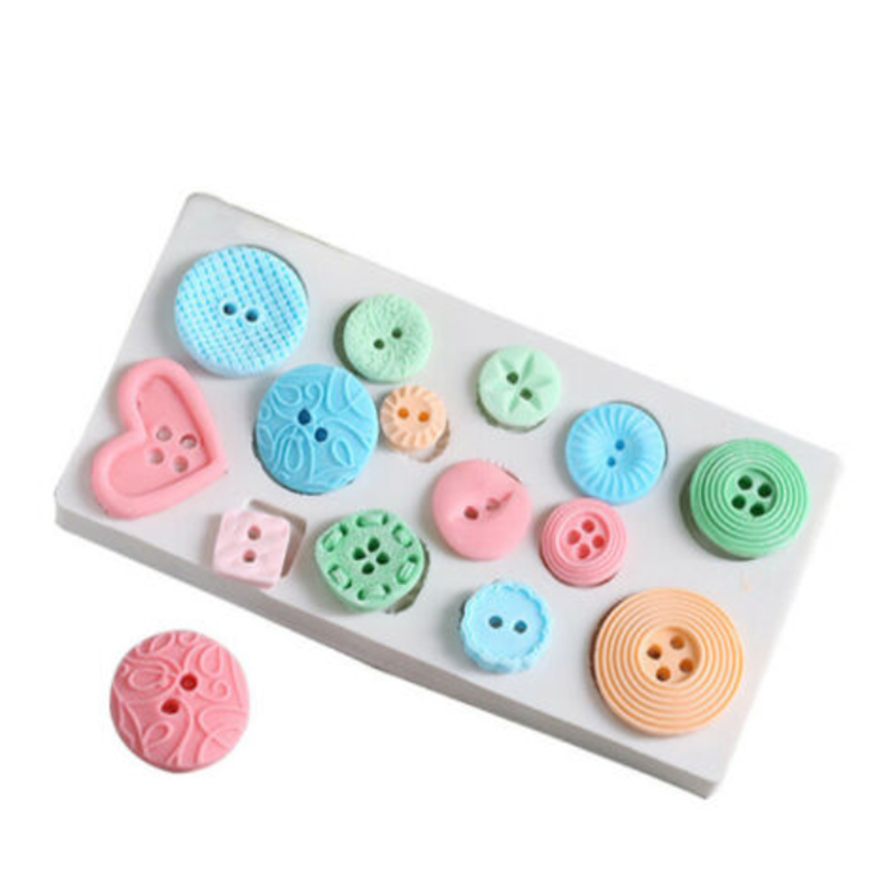 Button Silicone Fondant Cake Icing Cutter Tool Cupcake Decor Sugarcraft Mould