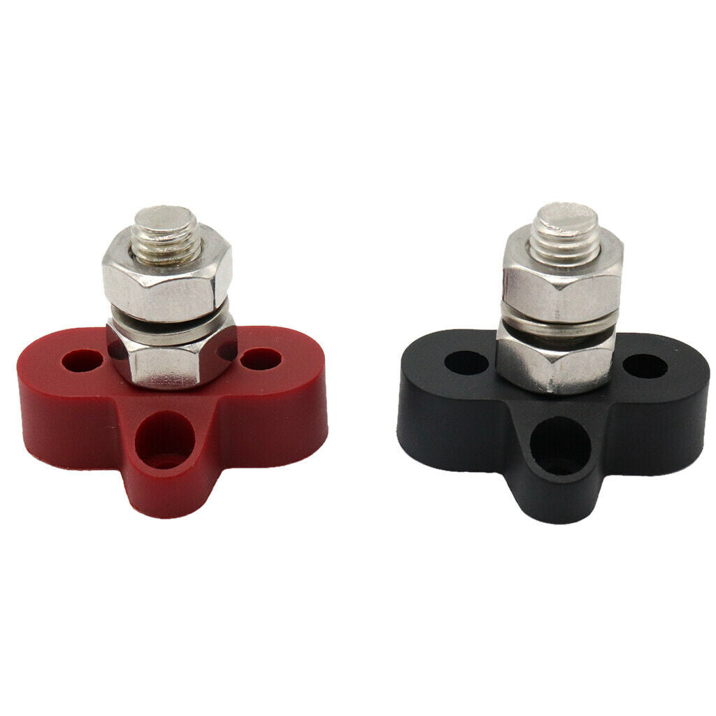 2pcs Junction Block Power Post Stainless Steel Insulated Terminal Stud M10
