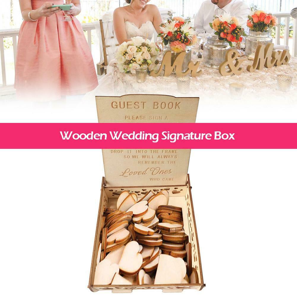 Wedding Signature Hearts Drop Box Rustic Sweet Guestbook Decor (JM01634) @