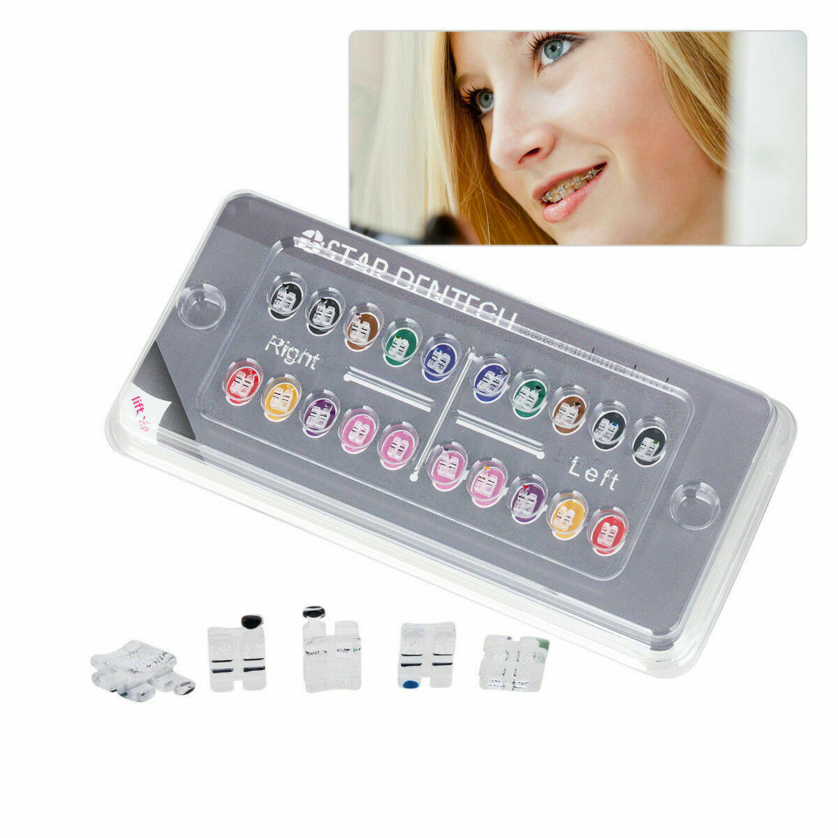 10 Kits Dental Orthodontic Ceramic Bracket Monocrystalline Roth.018" 345 Hooks
