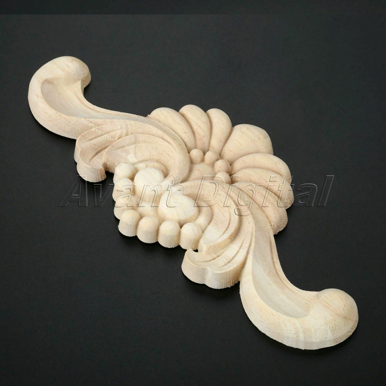22*9cm Classic Horizontal Applique Unpainted Wooden Carved DIY European Style
