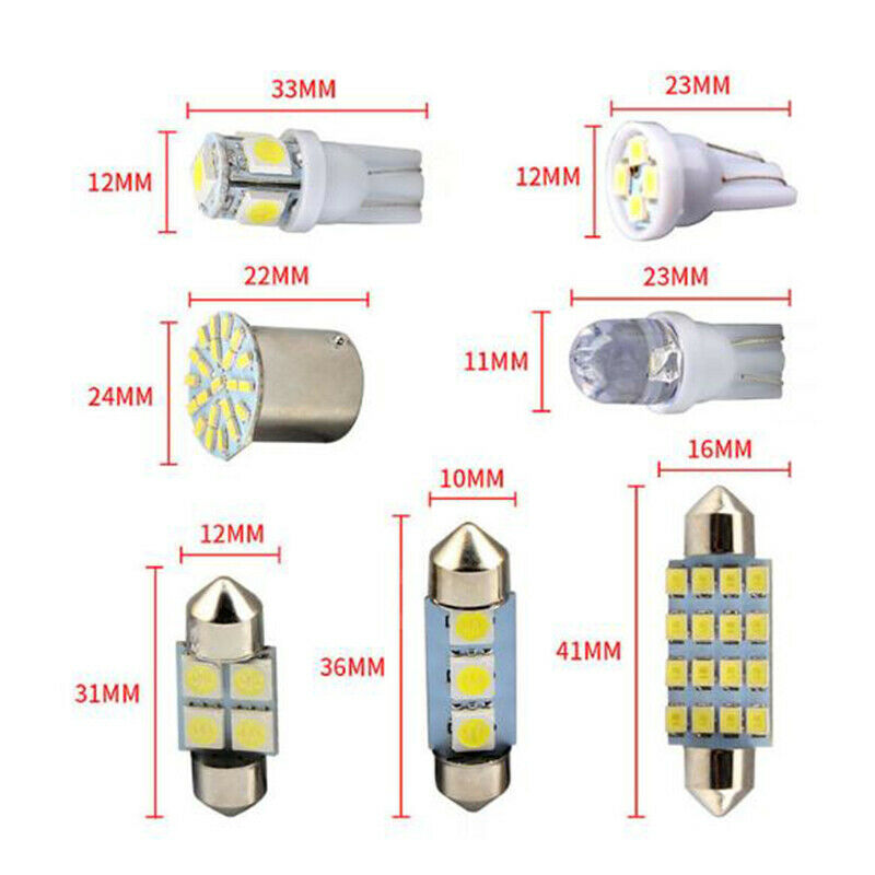 14PCS Car LED Interior Package For T10 36mm Map Dome License Plate Lights.l8