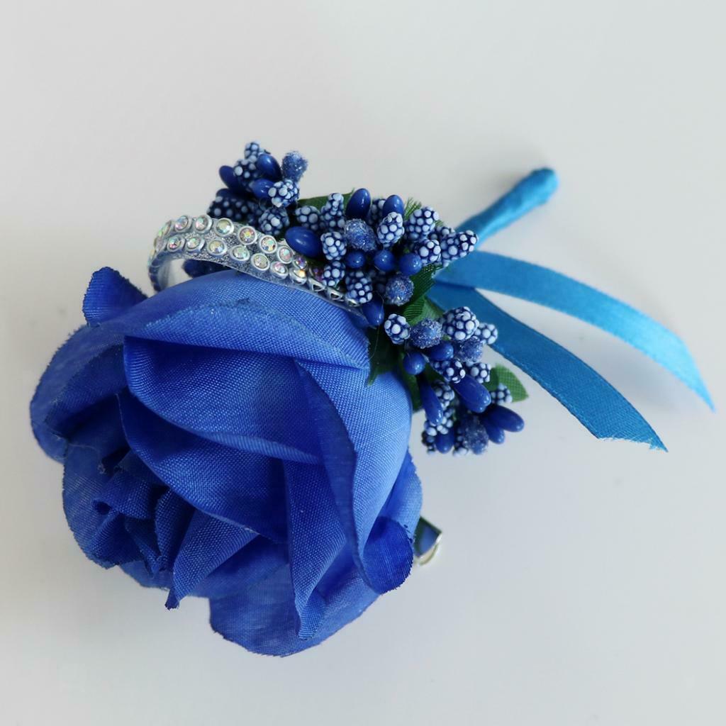 Stimulation Rose Flower Brooch Pin Wedding Corsage Pin Saphire