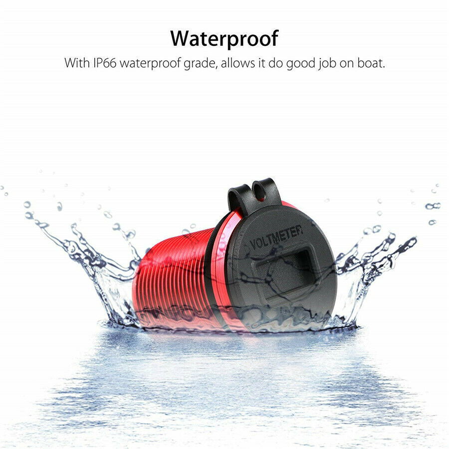 Dual Port USB Car Cigarette Lighter Charger Socket w/ Red LED Digital Voltmeter