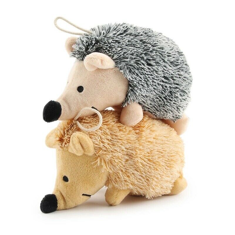 2Pcs Hedgehog Soft Plush Dog Toys Small/Large Dogs Interactive /Squeaky SounE5M2
