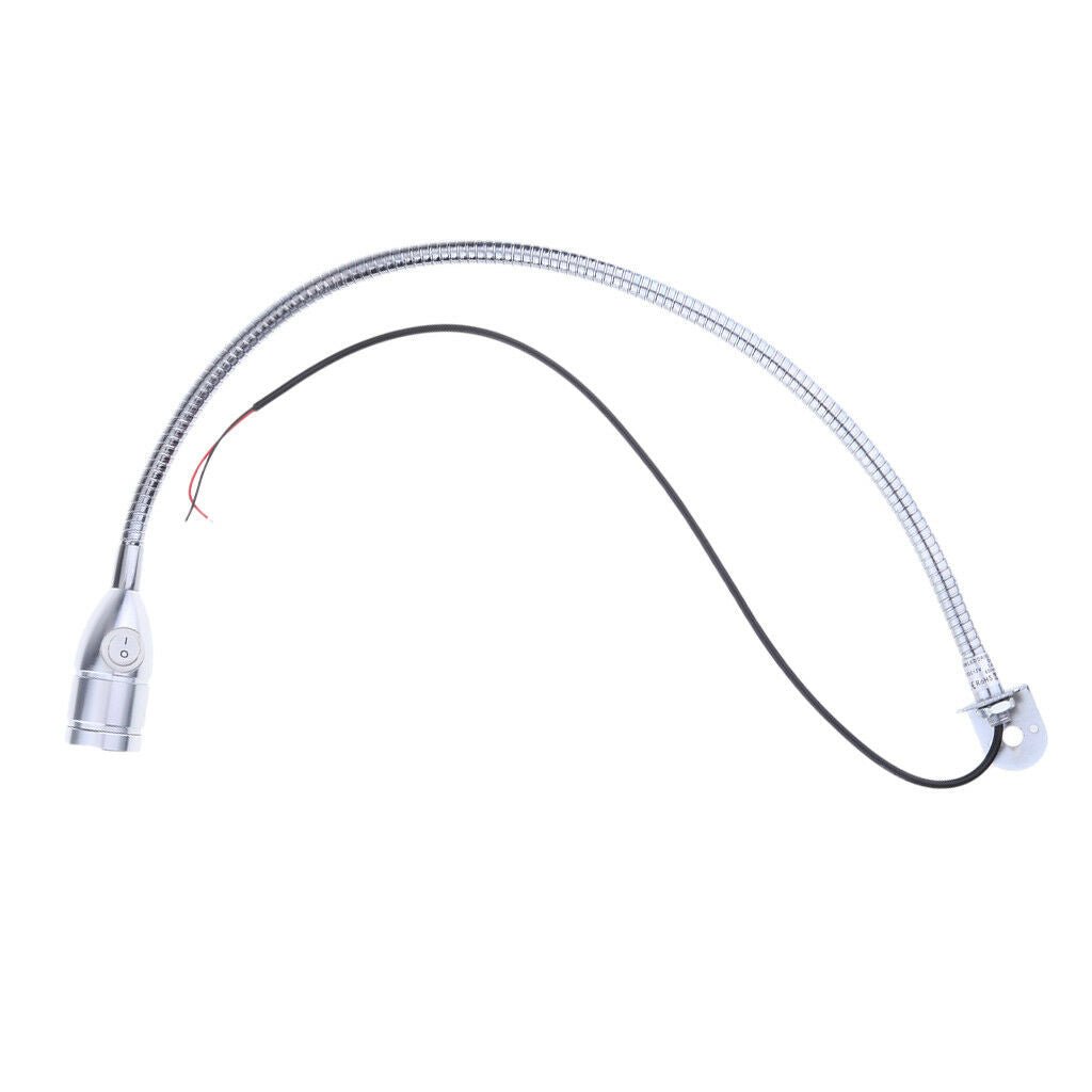 Boat Reading Light Minimalist Flexible Gooseneck LED Switch Bed Lamp 12V 3W