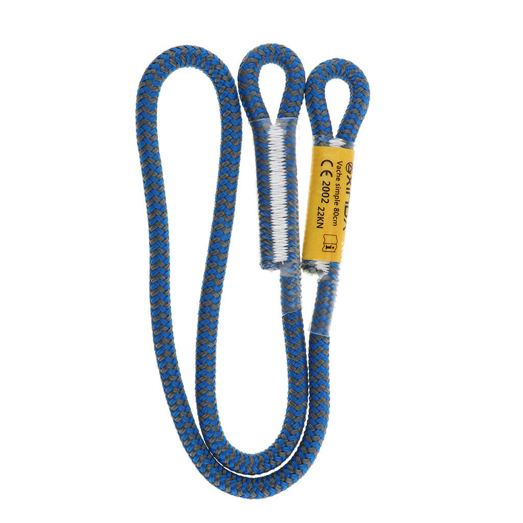 2X 25KN 8mm Prusik Rope for Arborist Climbing Caving Ziplining 80cm blue