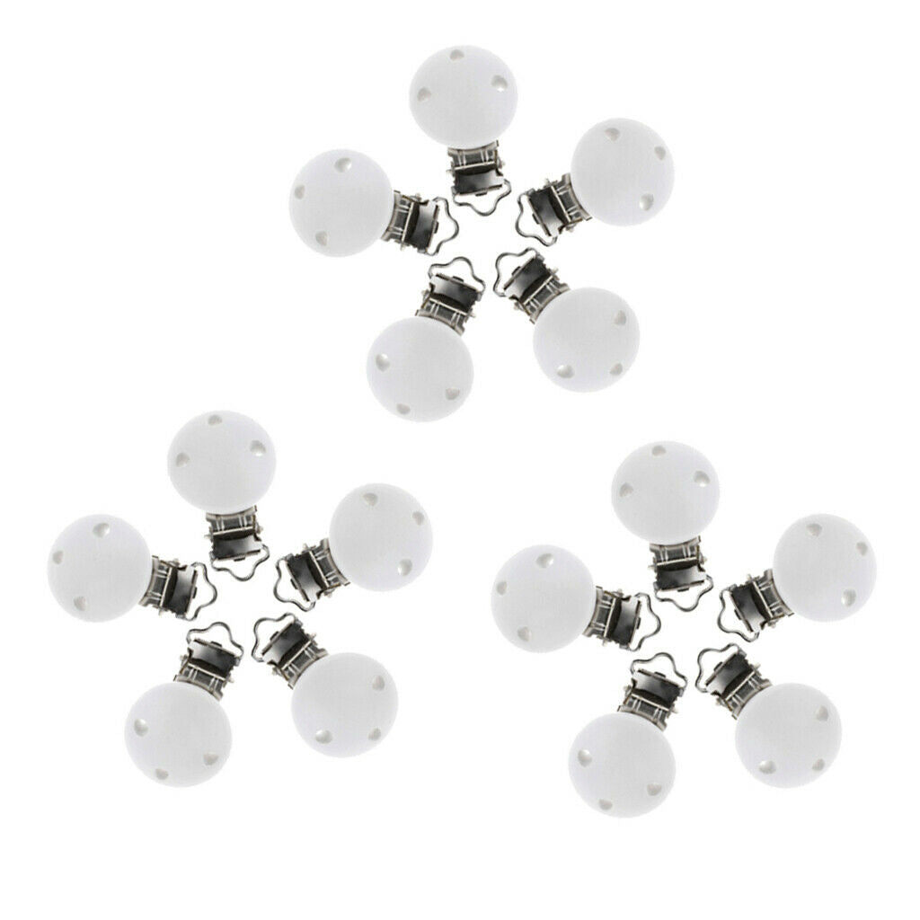 Baby Wooden Pacifier Clips Nursing Pacifier Clips Chewable Round Holes White