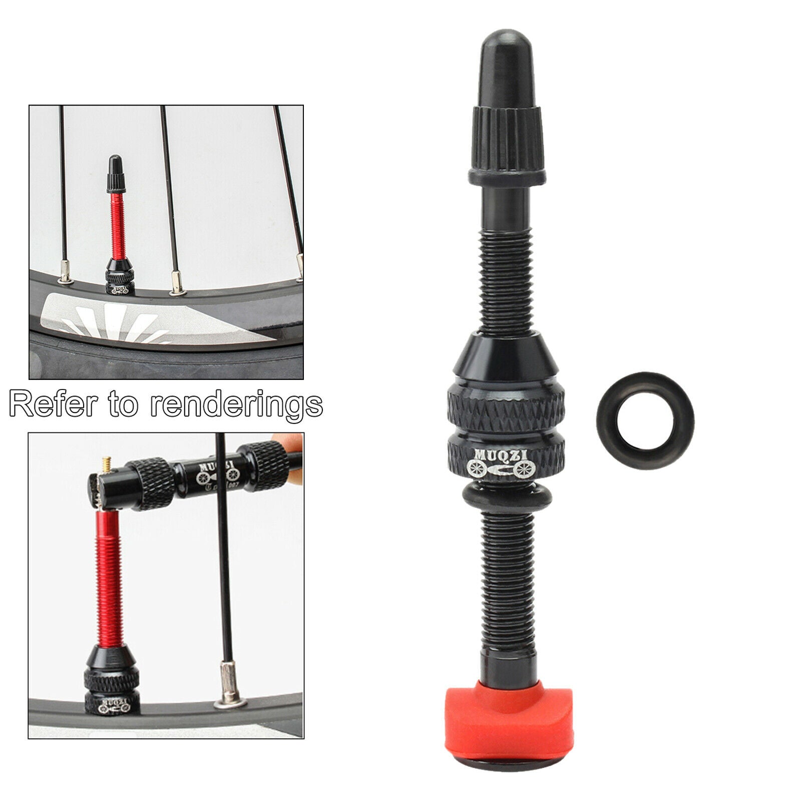 Tubeless Presta Valve Bicycle MTB Vacuum Tire Nozzle Brass Core 60mm,Black