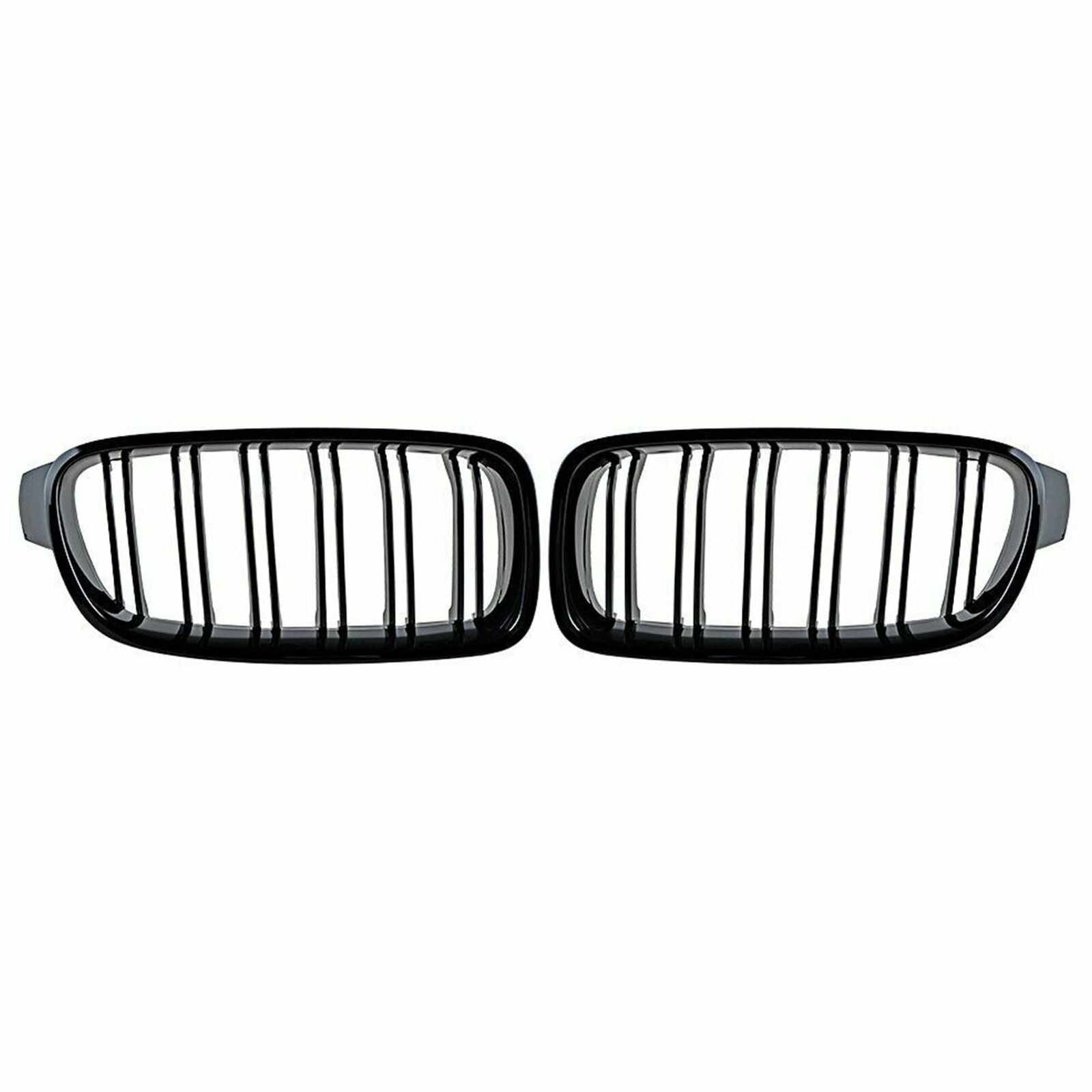 Front Bumper Kidney Grill Grille For BMW F30 F31 F35 3 Series Gloss Black 2 Line