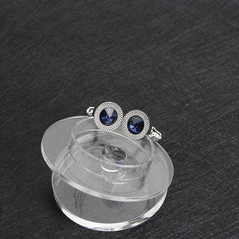 Fashion Men Blue White Cufflinks Crystal Cuff Links Shirt Button Charm JewH Qx