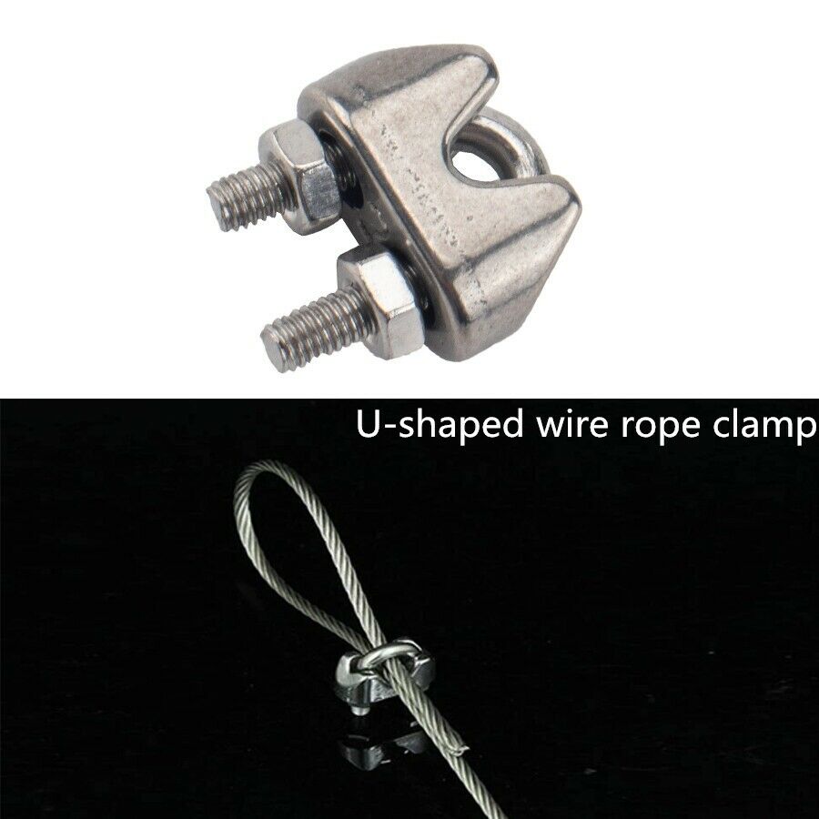 40Ã— Universal M3 Stainless Steel Wire Rope Cable Clip Clamp Corrosion Resistant