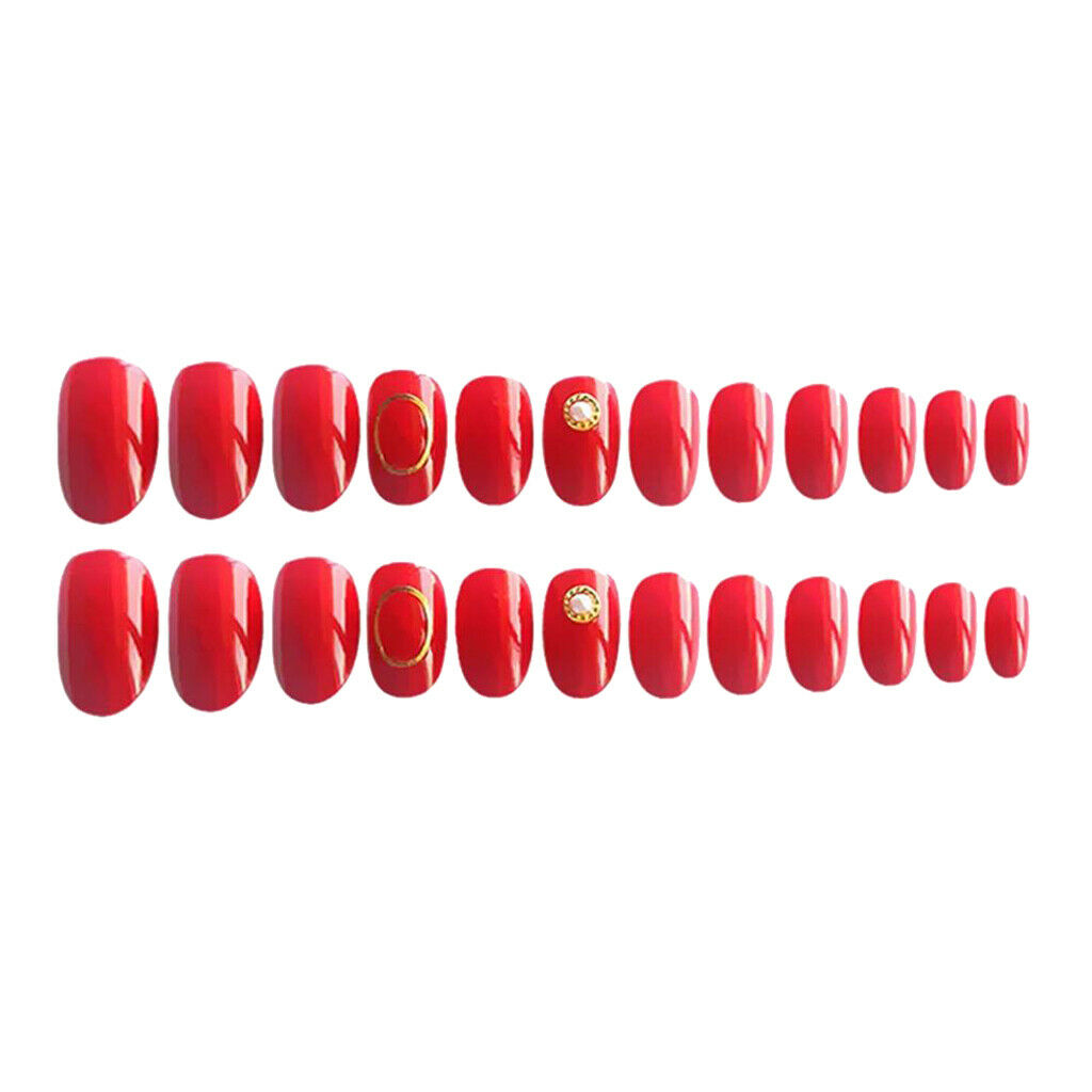 24x Women Ballerina Nails Oval Tips Short Nail for Party Wedding Daily