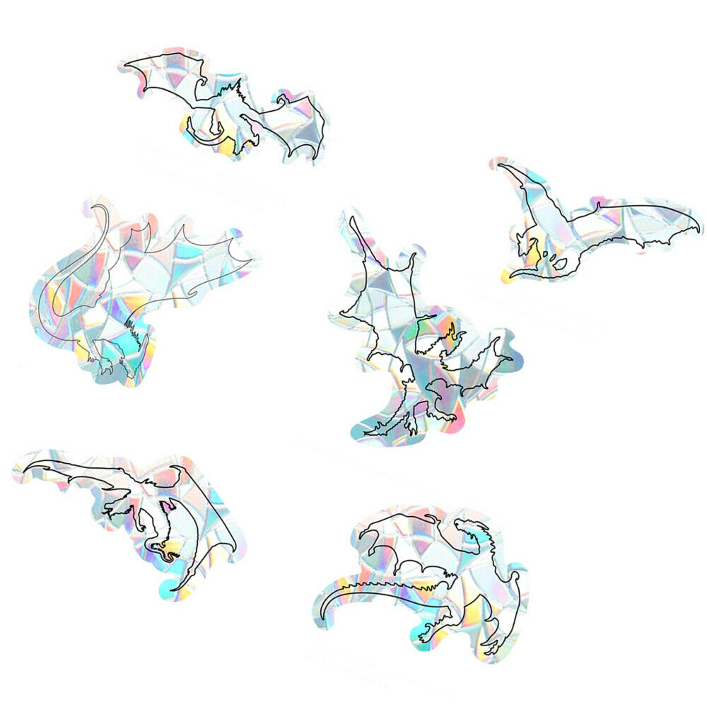 6pcs Cartoon Dinosaur Rainbow Window Wall Clings Home Decor Glass Stickers