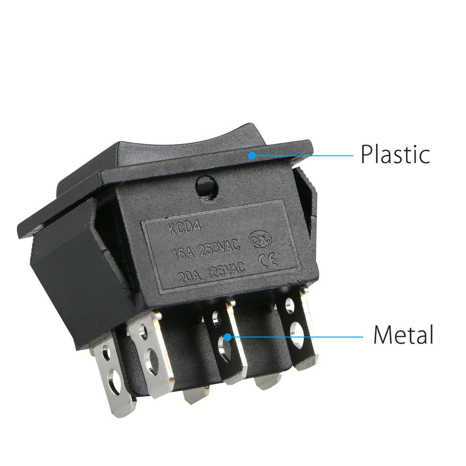 1Pcs Rocker Switch DPDT (ON)-OFF-(ON) 6 PIN 15A/250VAC 20A/125VAC