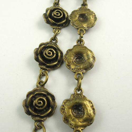 1M Antiqued Bronze Alloy Rose Flower Handmade Sweater Necklace Chain