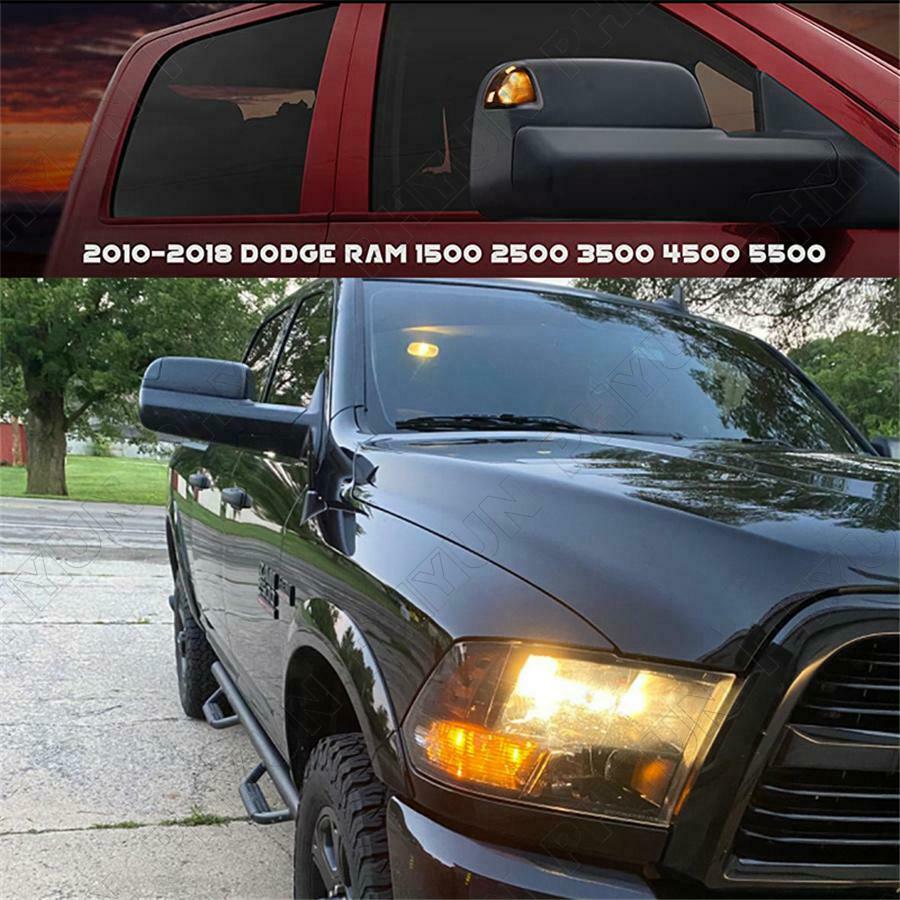 For Dodge Ram 1500 2500 3500 Side Mirror Turn Signal Lights Clear Lens Amber LED