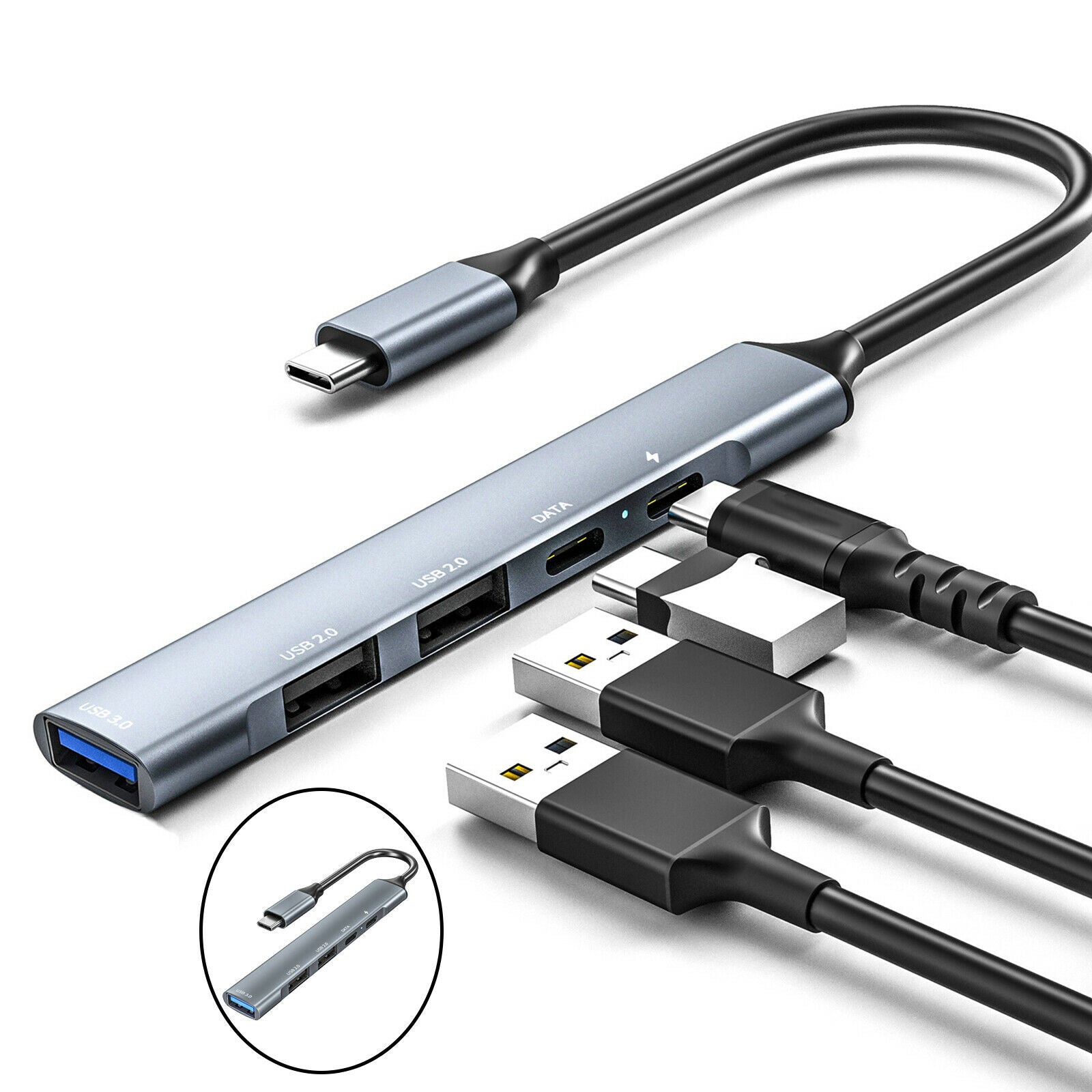 USB C Hub Multi-Port Type-C 5 in 1 USB C 2.0 65W PD Charger for MacBook Pro