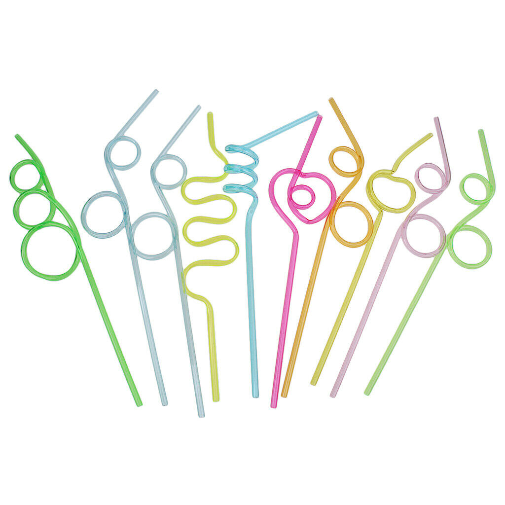10 Pack Crazy Curly Drinking Straws Wiggle Twist Kids Party Bag Fillers