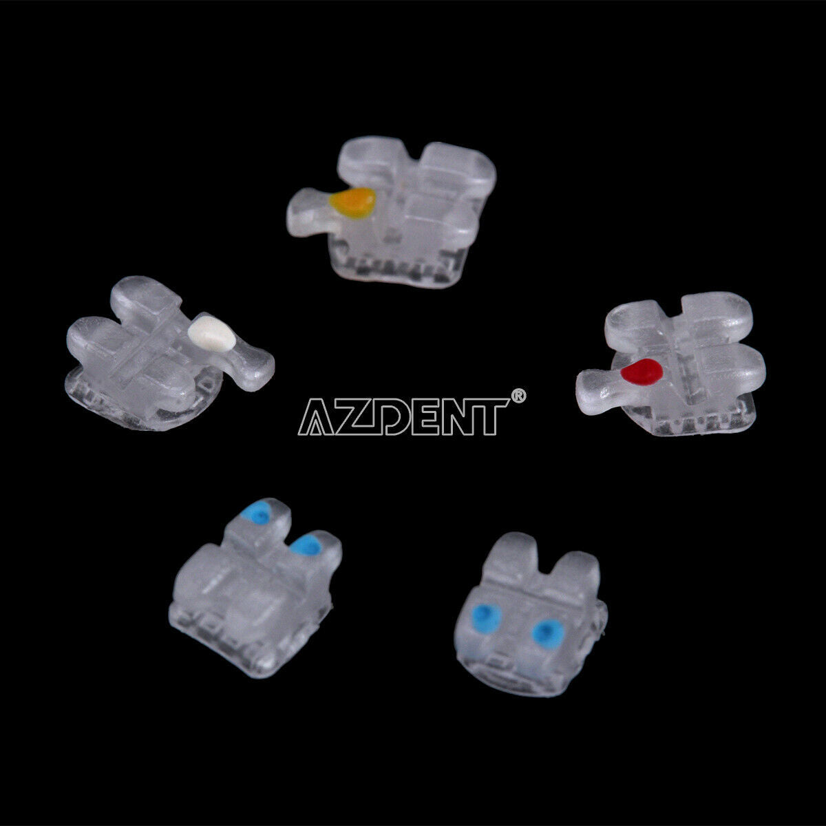 5X AZDENT Dental Orthodontic Ceramic Brackets Braecs MBT 022 Hooks 3 4 5