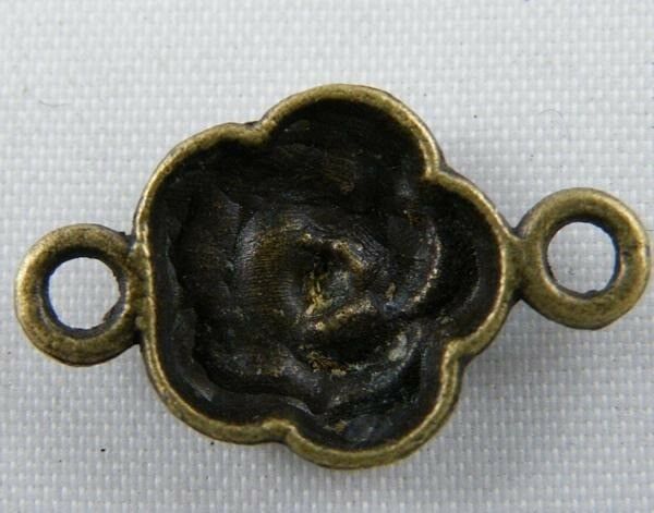 60pcs Bronze Color Flower 2holes Connectors 20.5x12x3.5mm 11373