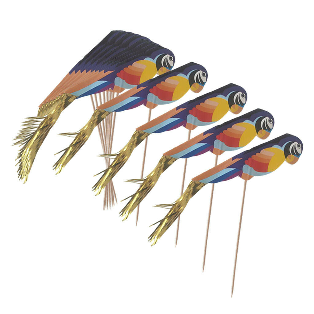 50pcs Drinks Picks Cake Topper Fruit Toothpick Cocktail Picks, Made Of Wood And