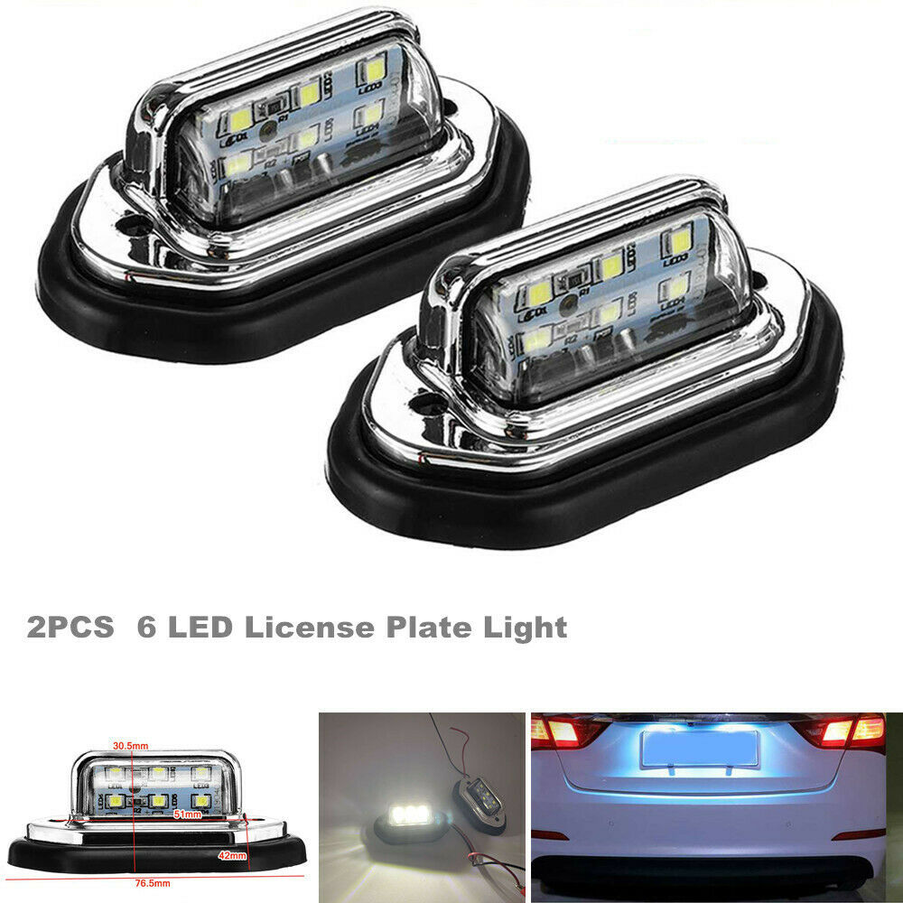 2PCS 6 LED License Plate Light for Car Truck SUV Trailer Van RV Boats 2000-4000K