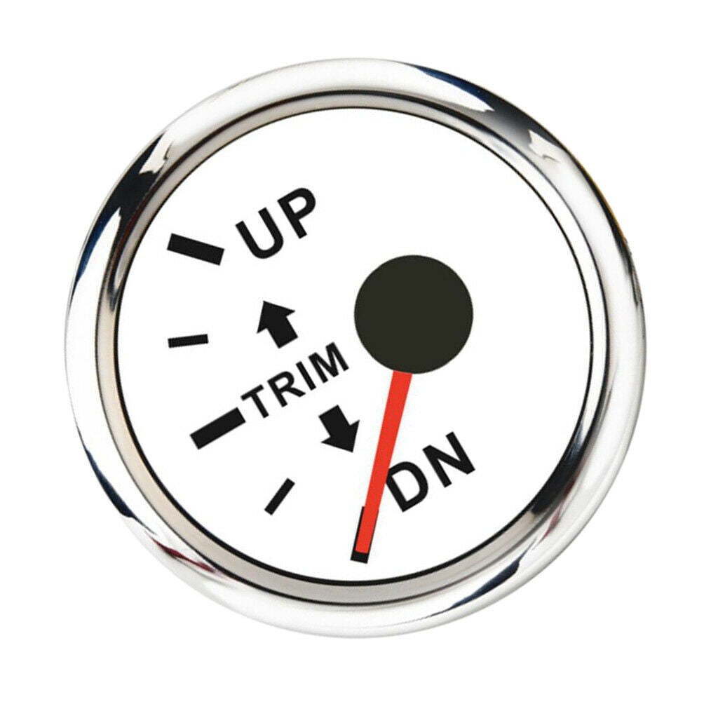 Marine Trim Gauge 52mm 2 inch, Round, White, Waterproof 316 Stainless Steel