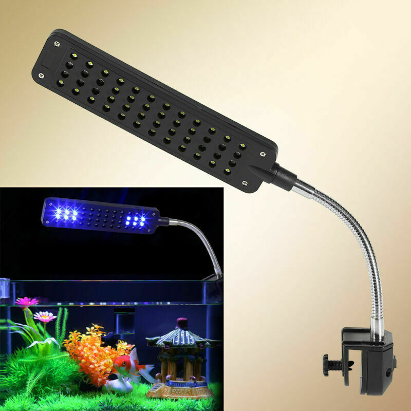 48 LED Aquarium Light Flexible Arm Clip on Plant Grow Fish Tank White Blue Lamp