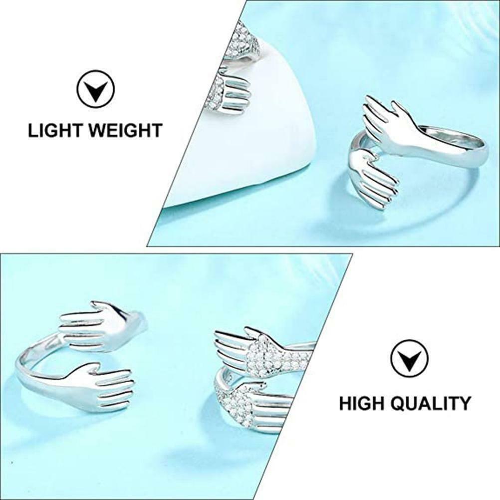 1 Pair Couples Hugging Hands Rings Adjustable Couple Lover Hug Rings Jewelry