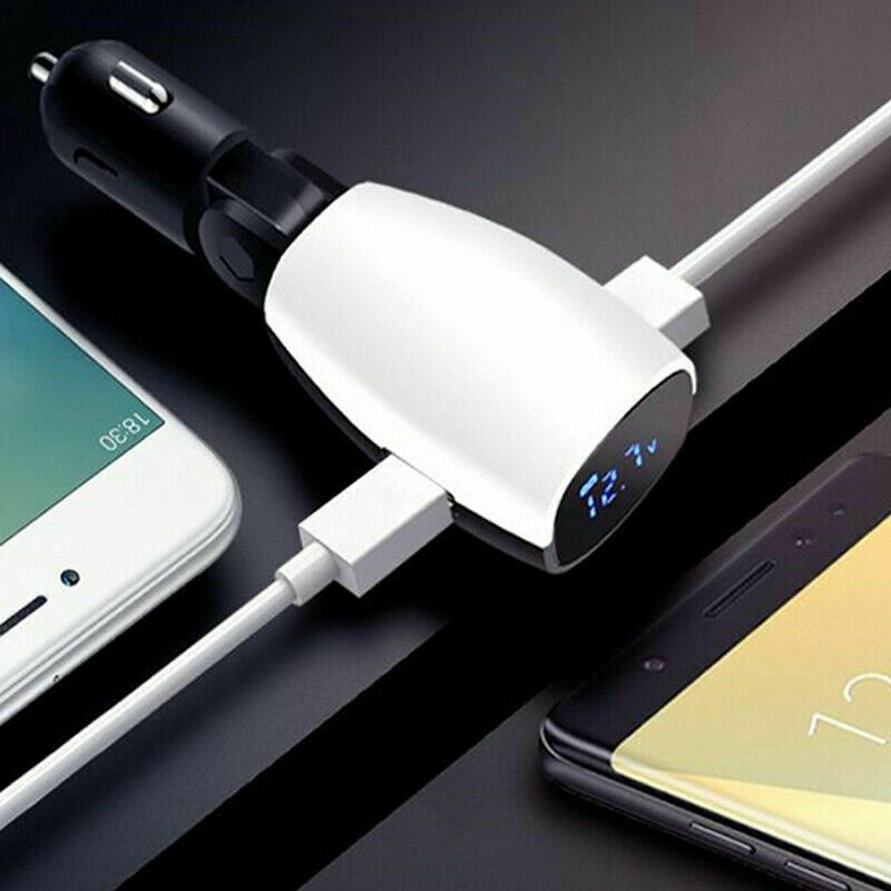 12V 3.1A Dual USB Car Cigarette Lighter Adapter Charger +LCD Screen 90Â° Rotation