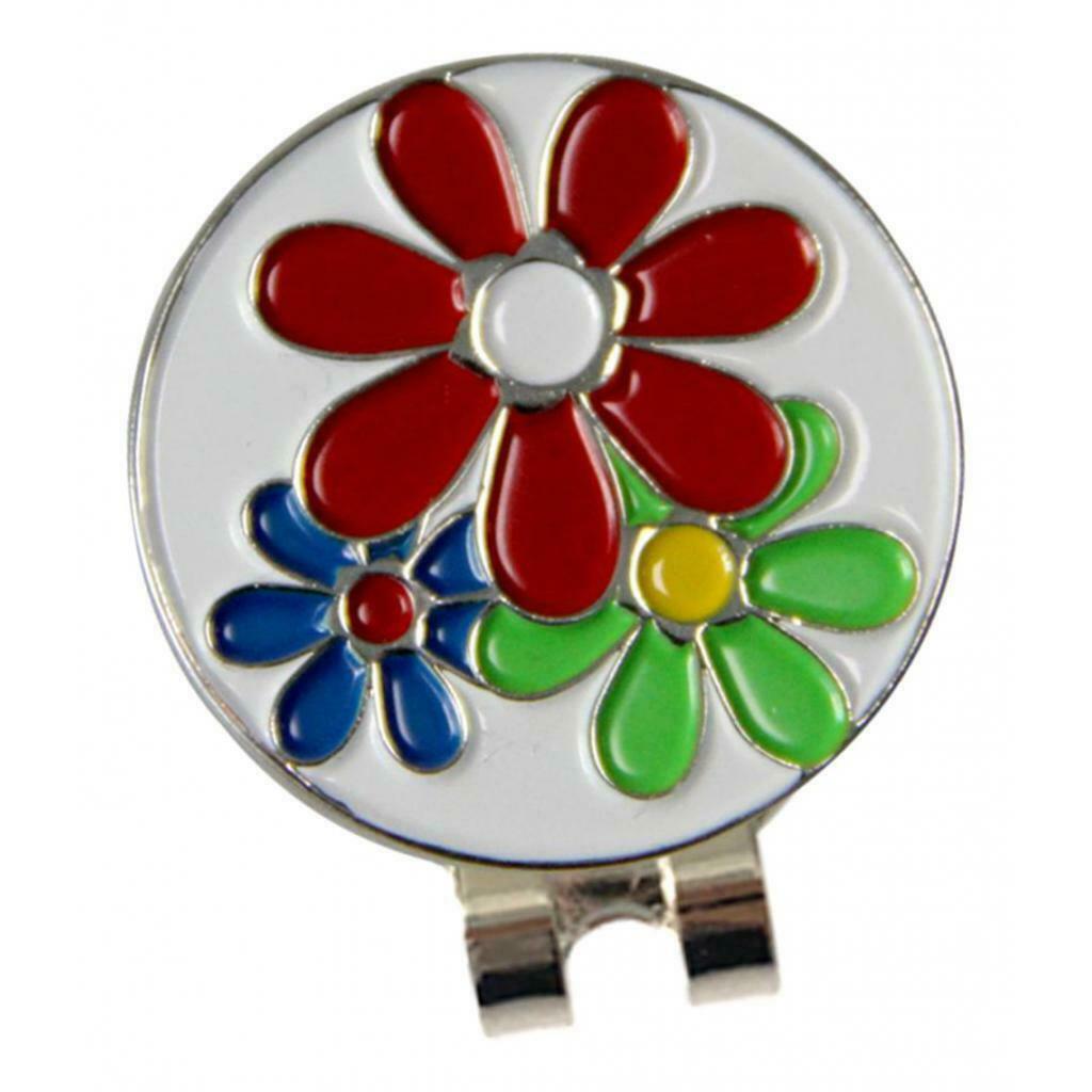 Magnetic   Clip Ball Marker Golf Metal Clamp Clothing Buckle Three Flowers