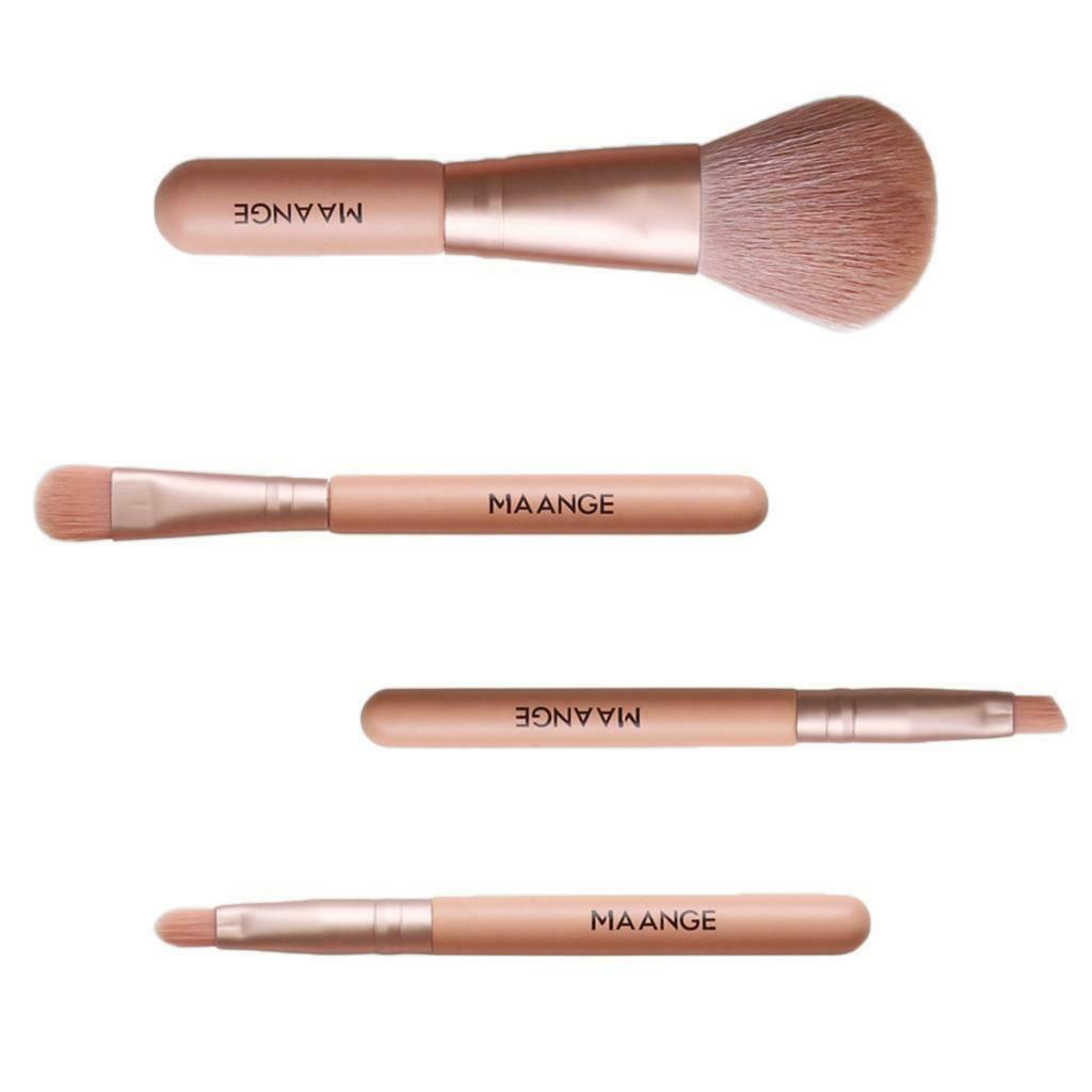 Set of 4 Makeup Brushes Travel Eyeshadow Lips Blending Brush Tool Pink