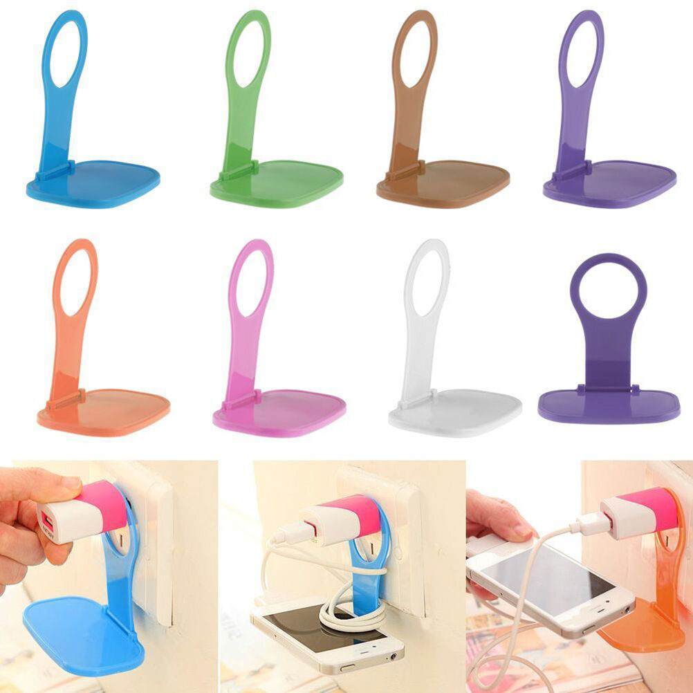 Foldable Cell Phone Charging Rack Holder Wall Charger Adapter Hanger Shelf.l8