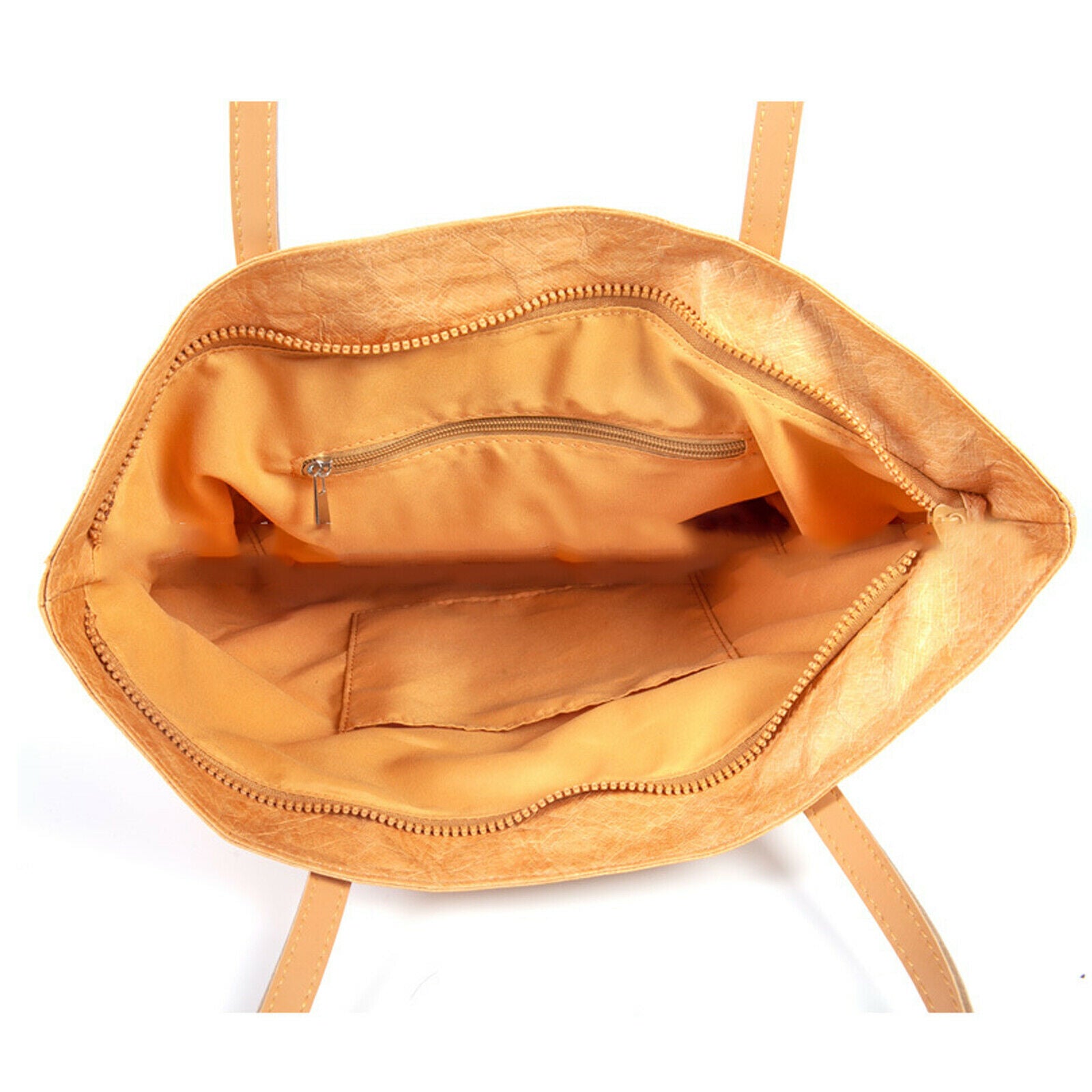 Women Retro Kraft Paper Big Capacity Tote Bag Waterproof Paper Shoulder Handbag
