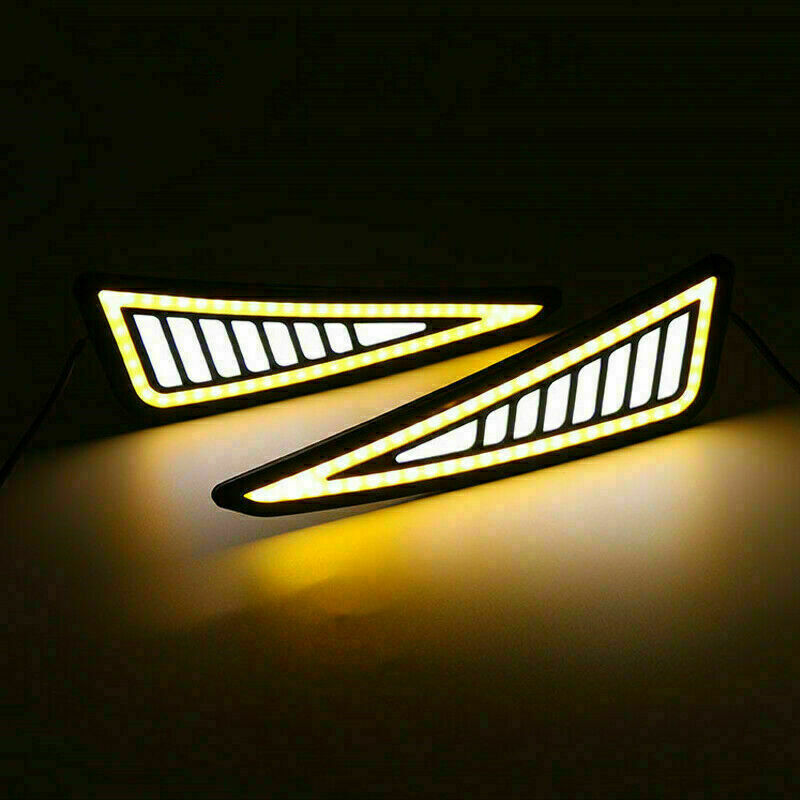 2PCS Car Universal DRL LED Daytime Running Light Driving Bulbs Turn Signal Strip