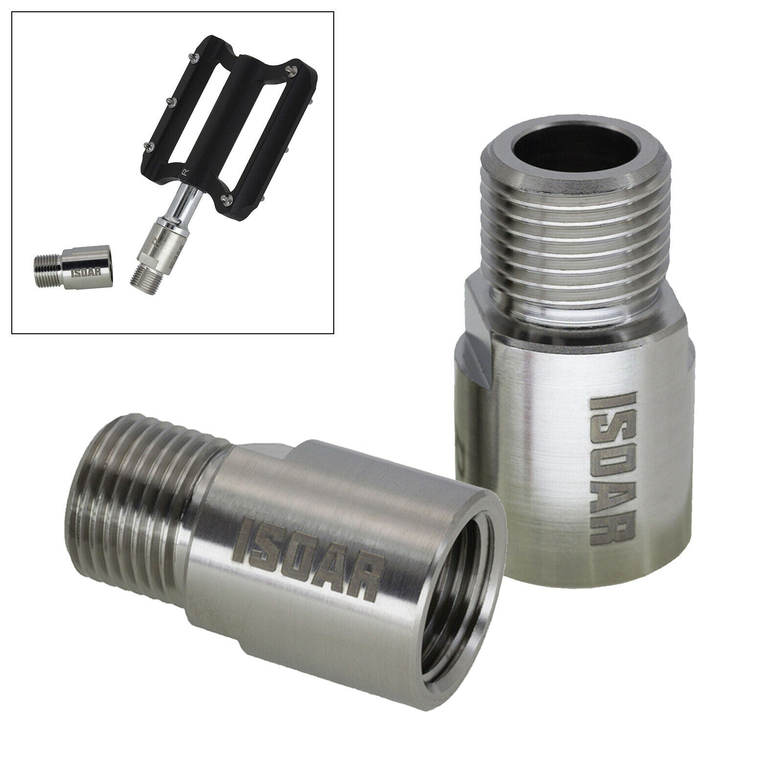 Bike Pedal Extenders Spacers Adapter 9/16 in Crank Bicycle Shaft Extender