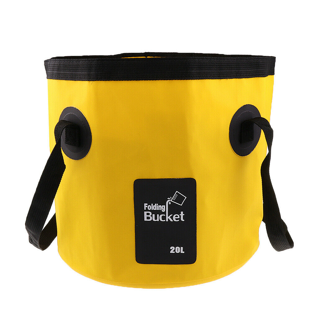 Folding Bucket Water Container Bag for Outdoor Camping Fishing 20L Yellow
