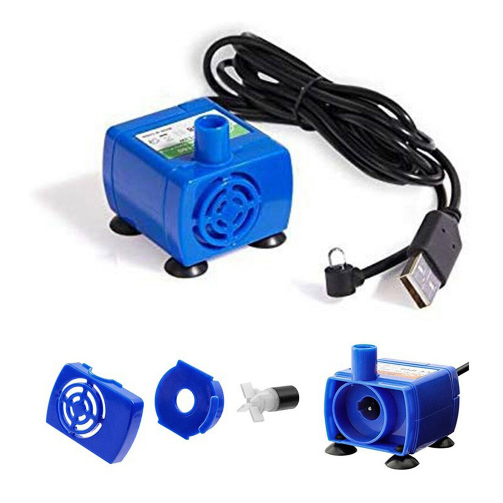 2Pcs Electric USB Water Fountain Pump with Cable for Cats Dogs Drinking Bowl