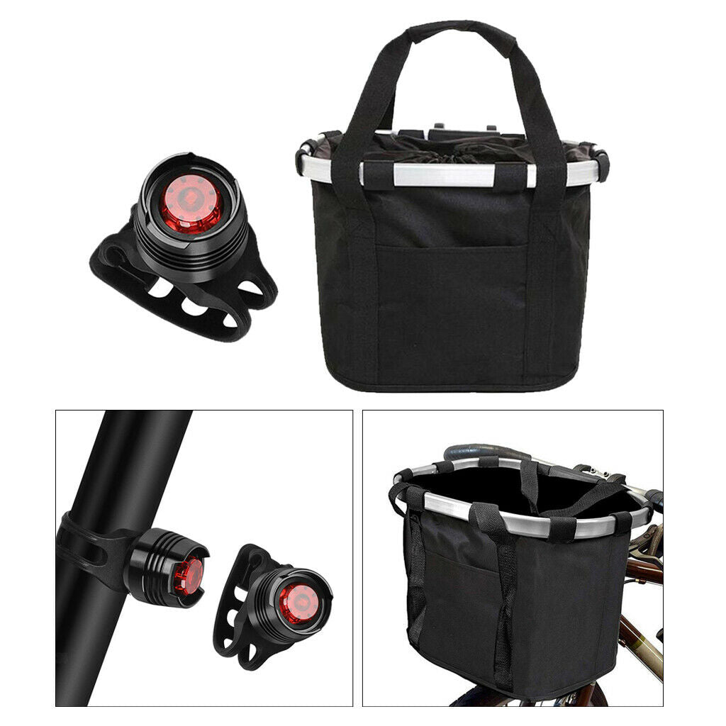 Bicycle Basket Detachable Front Pet Carrier Baggage Pannier Taillight Seat