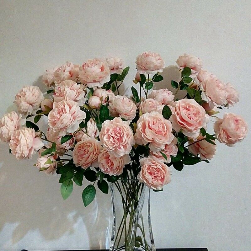 3 Heads Artificial Flowers Peony Bouquet Silk Flowers Bridal Bouquet Fall ViviO4