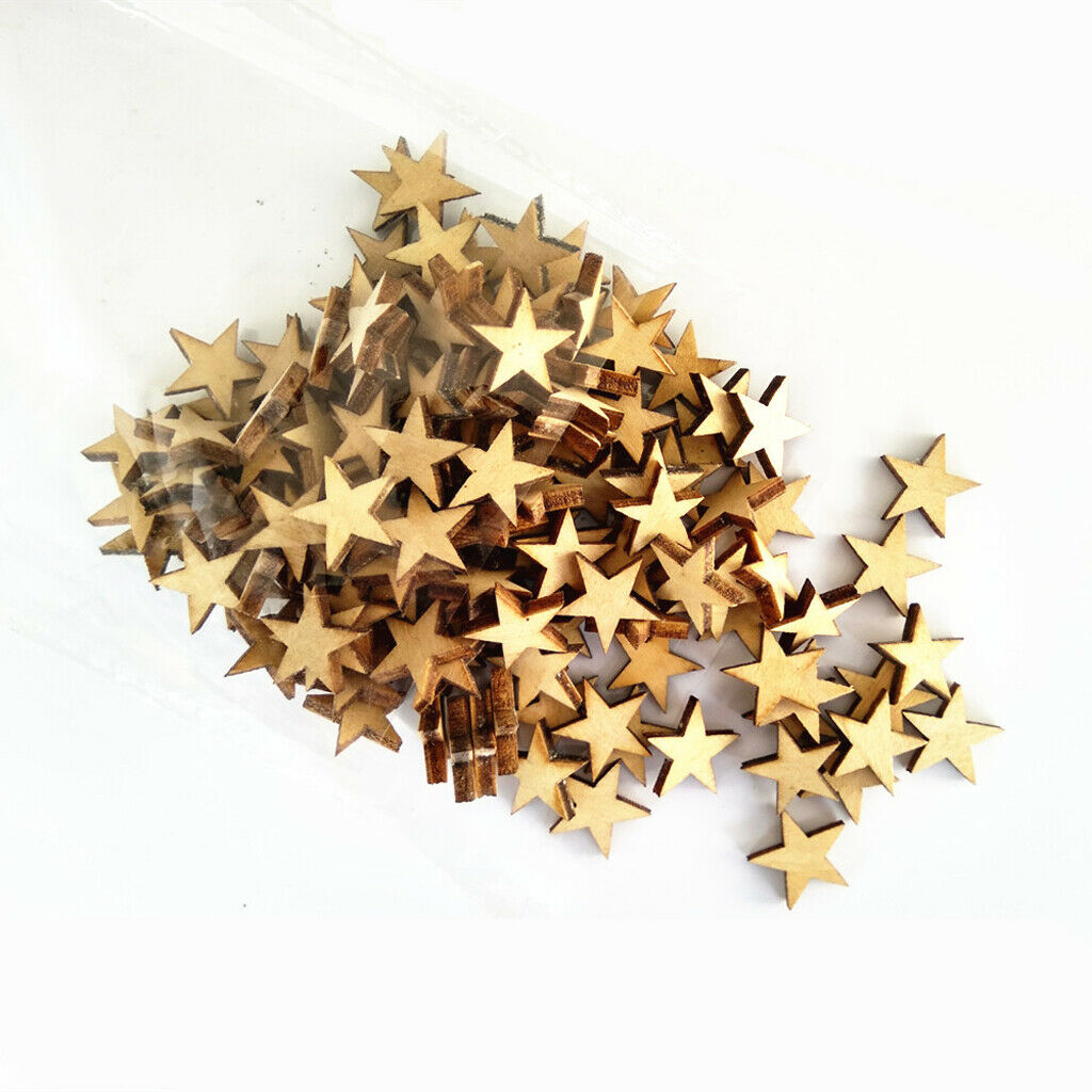 150pcs Star Wooden Embellishments DIY Crafts Cardmaking Scrapbooking