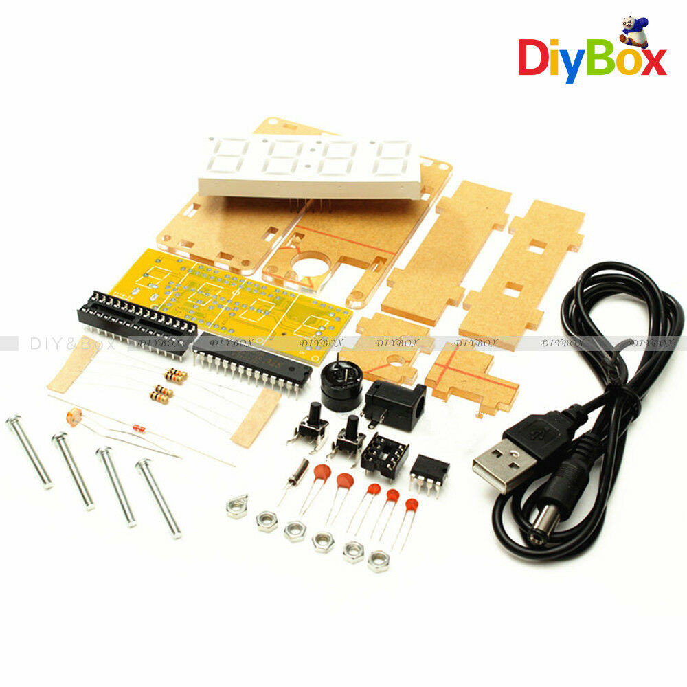 DIY Kit Red LED Electronic Clock Microcontroller Digital Clock Time Thermometer