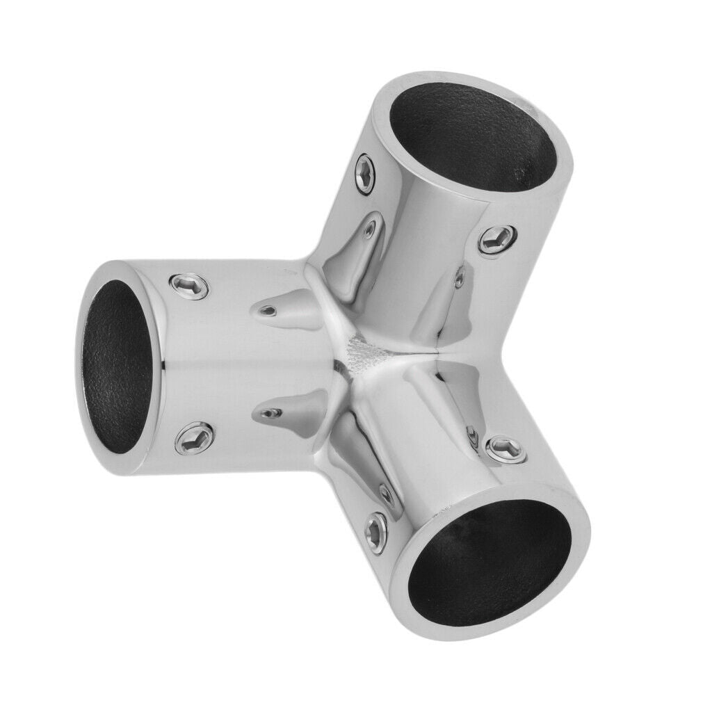 Universal 25mm 1" 3 Way Corner 90 Degree Elbow Marine Boat Hand Rail Fitting