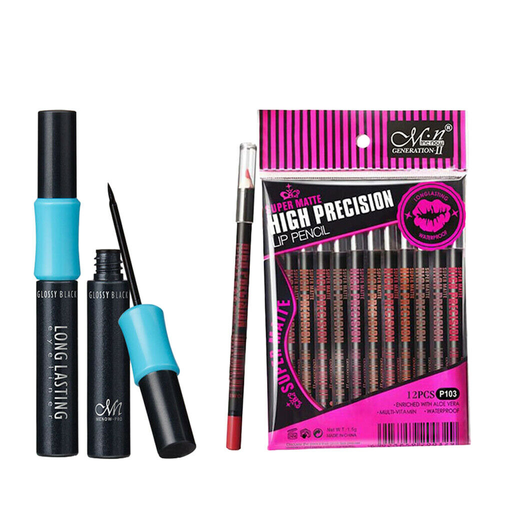 12 PCS /Lot Colors Matt Makeup Lipliner Waterproof Lasting+Eyeliner Pencil