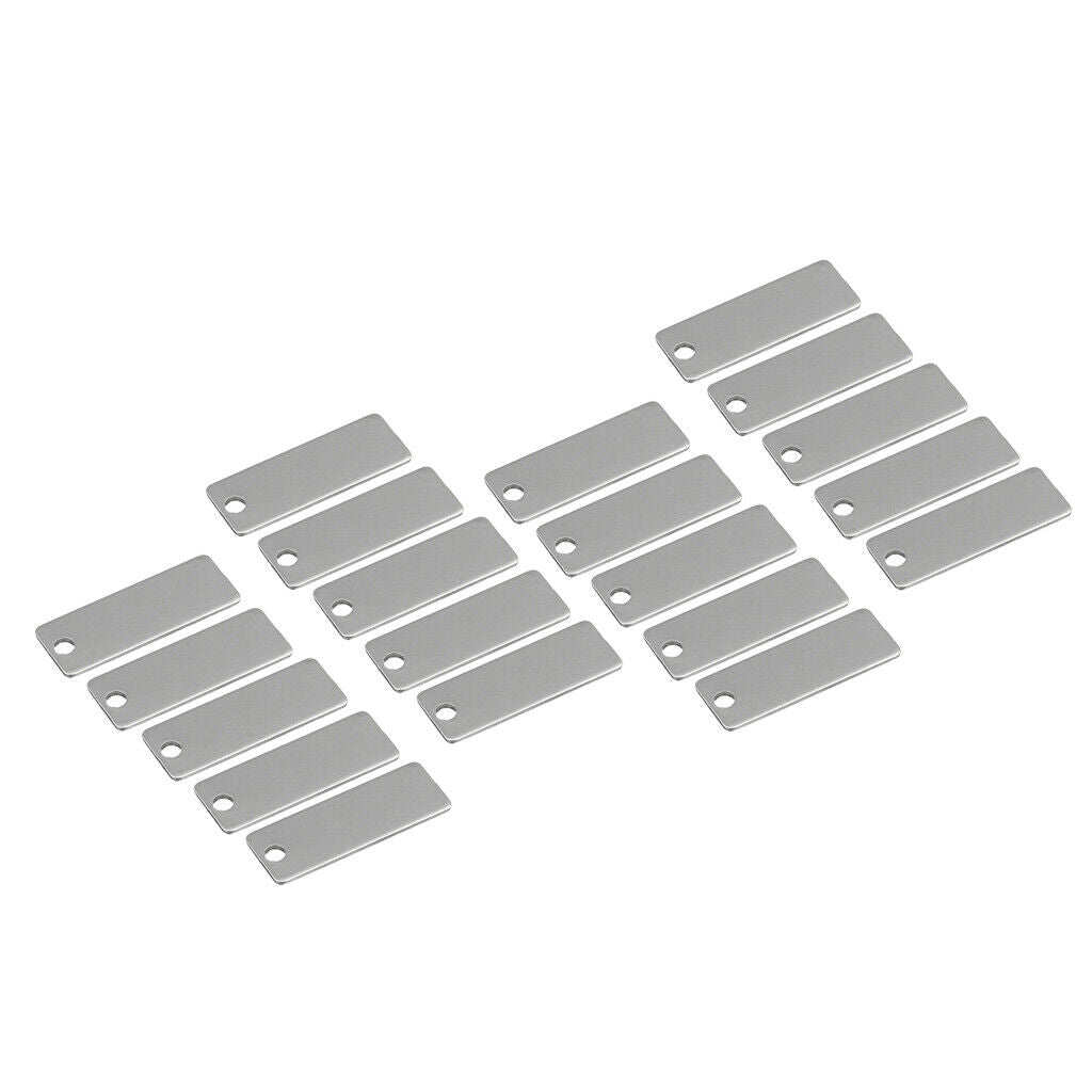 20pcs Small Stainless Steel Blank Stamping Tag Charm Pendants for Bracelet