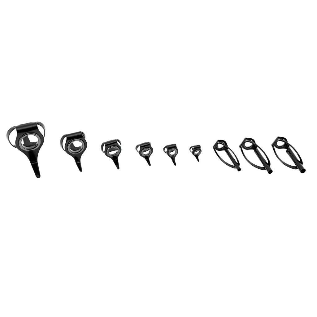 9pcs Stainless Steel Fishing Rod Tip Guides - Sea Boat Fishing Trolling