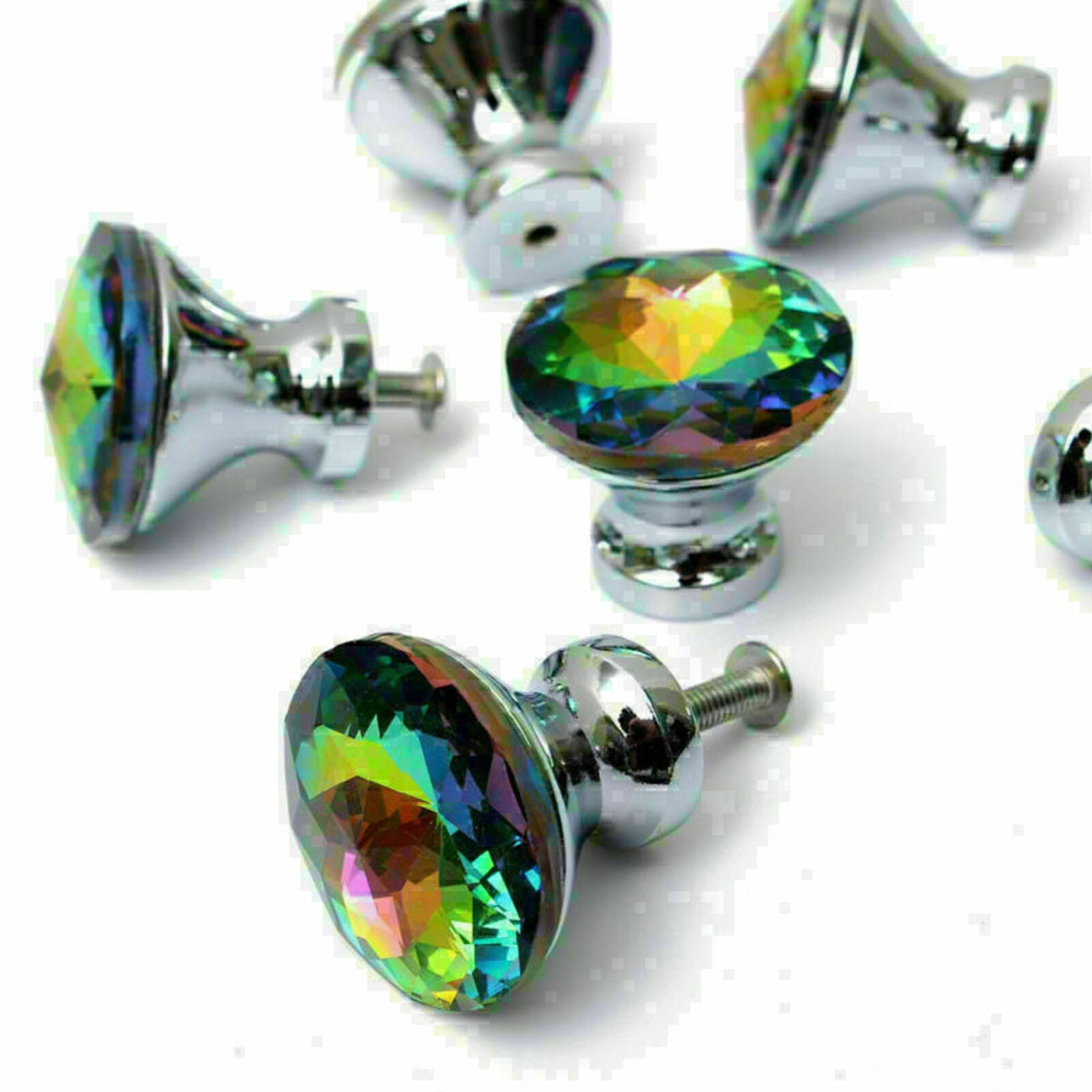 5X Crystal Glass Door Knobs Drawer Cabinet Furniture Cabinet Handle Knob Decor